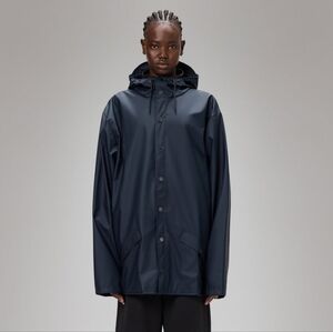 RAINS Blue Oversized Hooded Raincoat